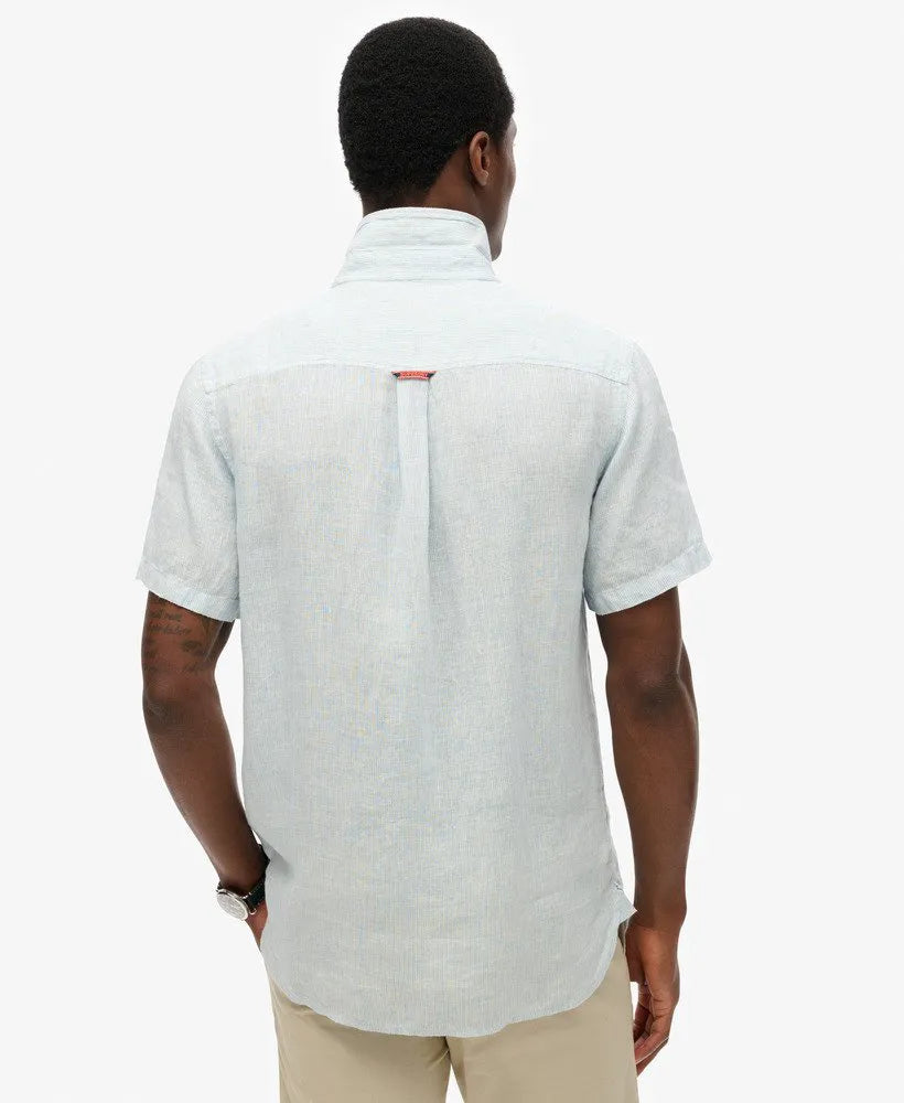 Sky Blue Ticking Linen