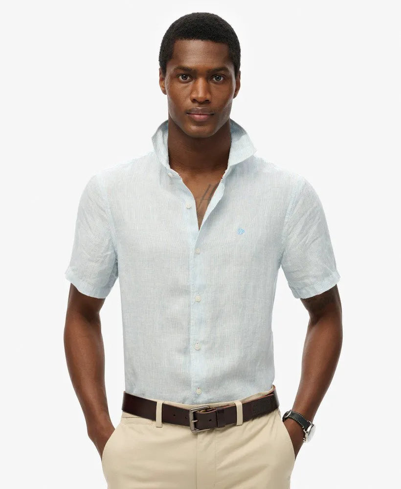 Sky Blue Ticking Linen