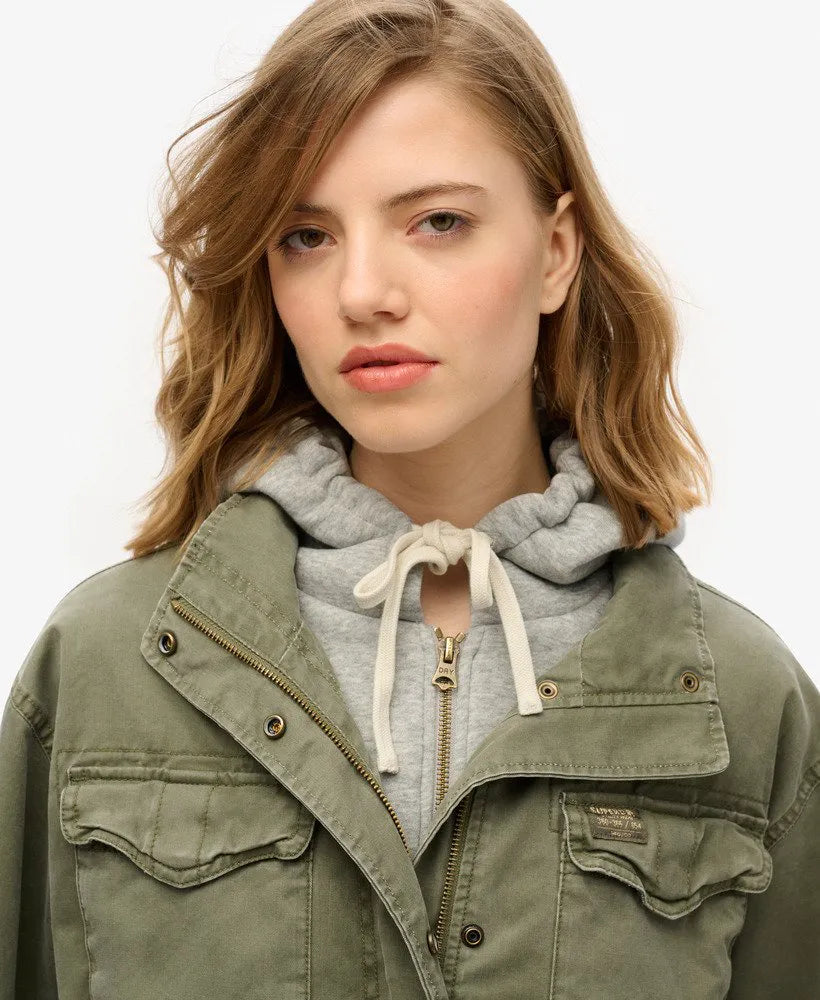 Jersey Hooded Military Jacket