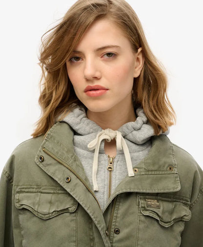 Jersey Hooded Military Jacket