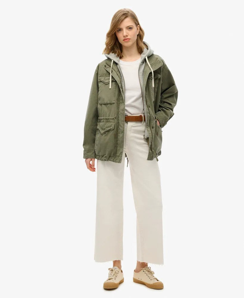 Jersey Hooded Military Jacket
