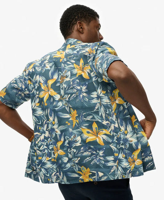 TROPICAL FLOWERS BLUE WASHED