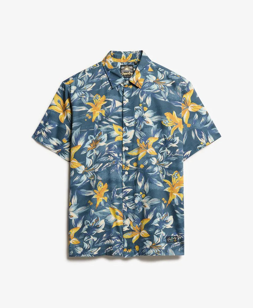 TROPICAL FLOWERS BLUE WASHED