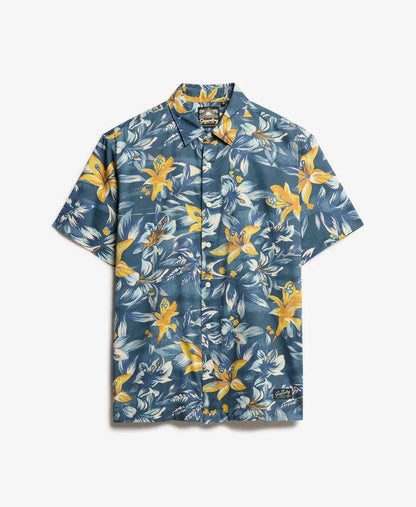 TROPICAL FLOWERS BLUE WASHED