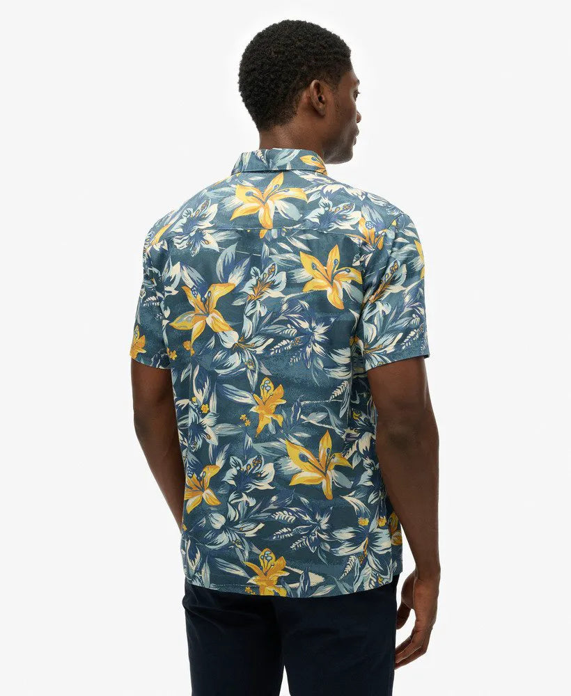 TROPICAL FLOWERS BLUE WASHED