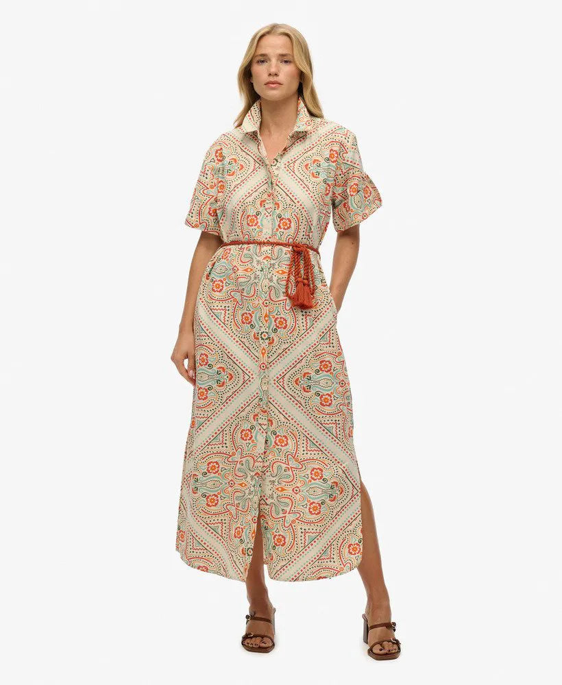 Linen Shirt Maxi Dress