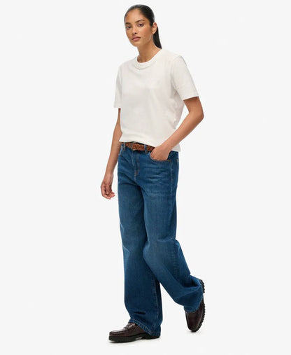 Organic Cotton Mid Rise Wide Leg Jeans