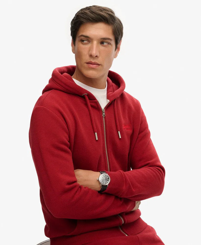 Vintage Logo Embroidered Zip Hoodie