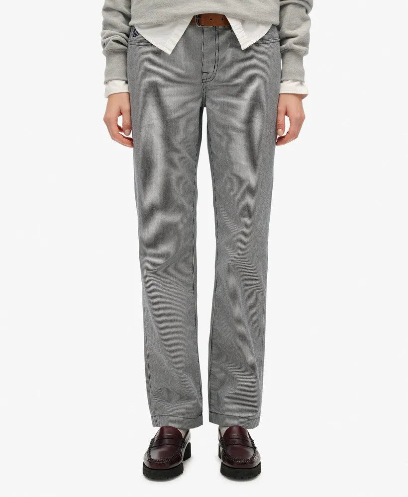 Mid Rise Straight Stripe Pants