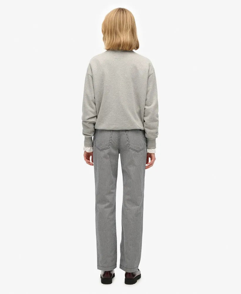 Mid Rise Straight Stripe Pants