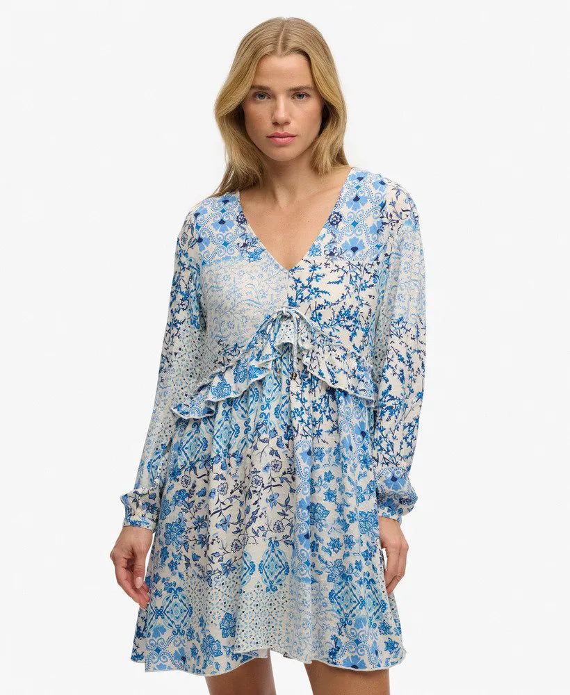 Woven Tiered Mini Dress