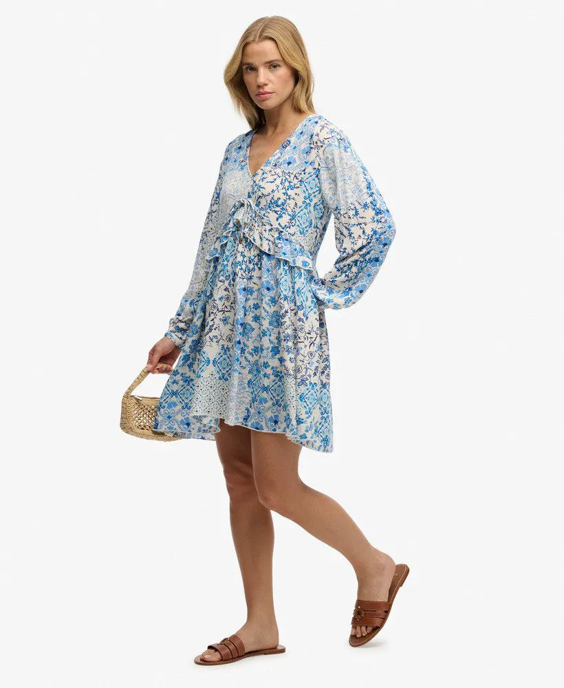Woven Tiered Mini Dress