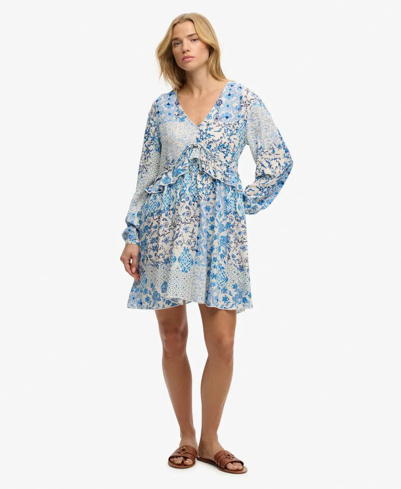 Woven Tiered Mini Dress