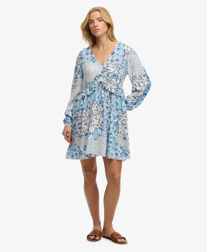 Woven Tiered Mini Dress