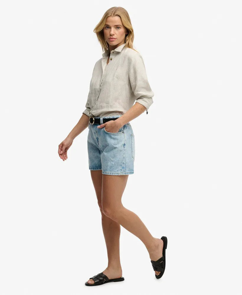 Mid Rise Denim Shorts