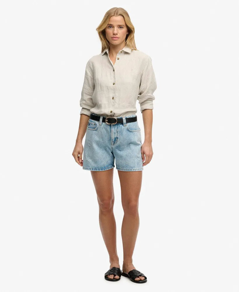 Mid Rise Denim Shorts
