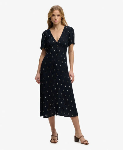 Carnation Navy Ditsy Stripe