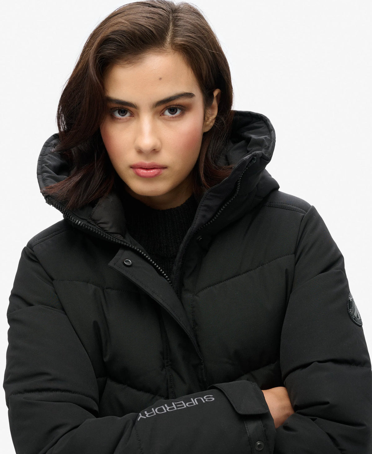 City Chevron Padded Parka Coat