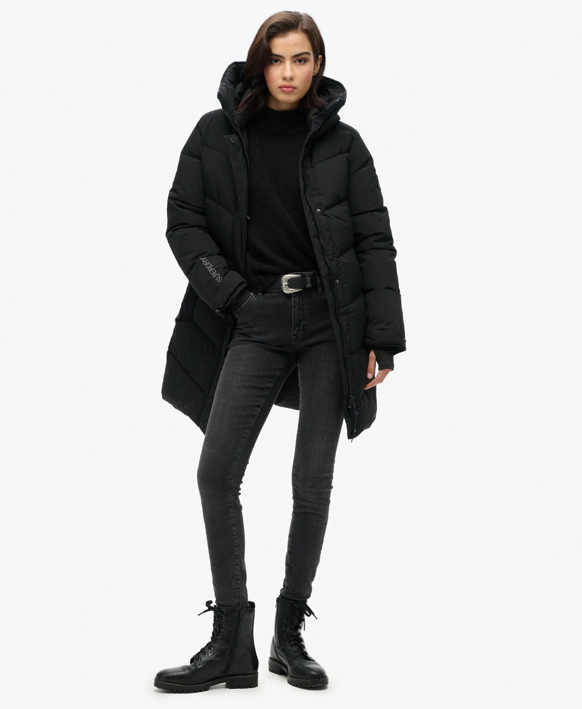 City Chevron Padded Parka Coat