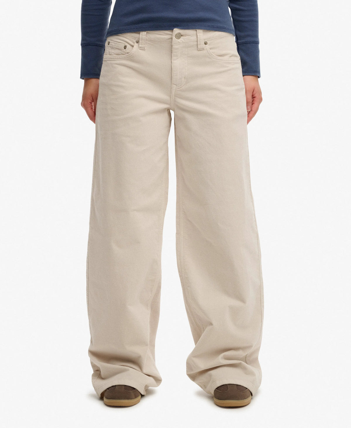 Mid Waist Baggy Mini Cord Pants