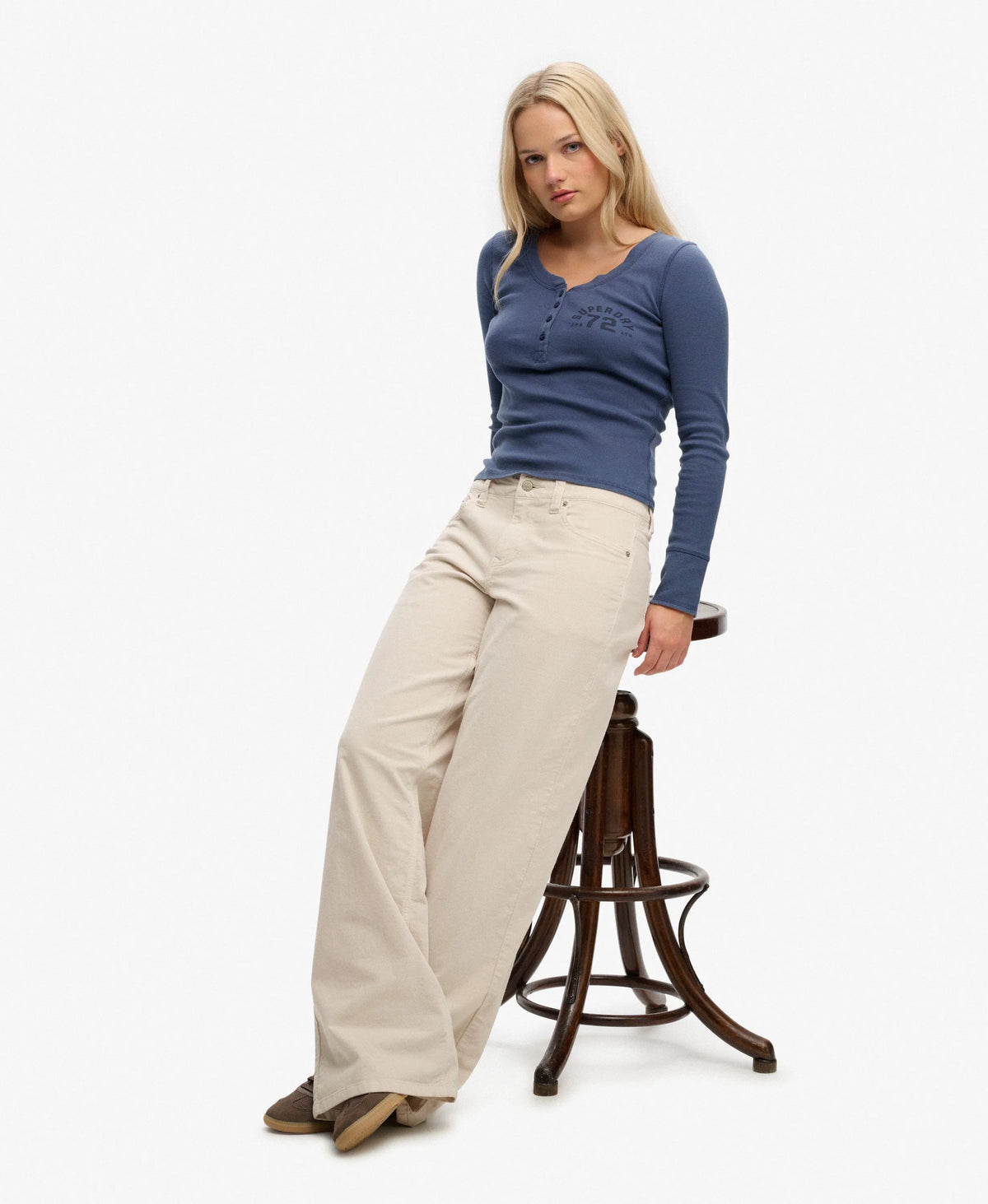 Mid Waist Baggy Mini Cord Pants