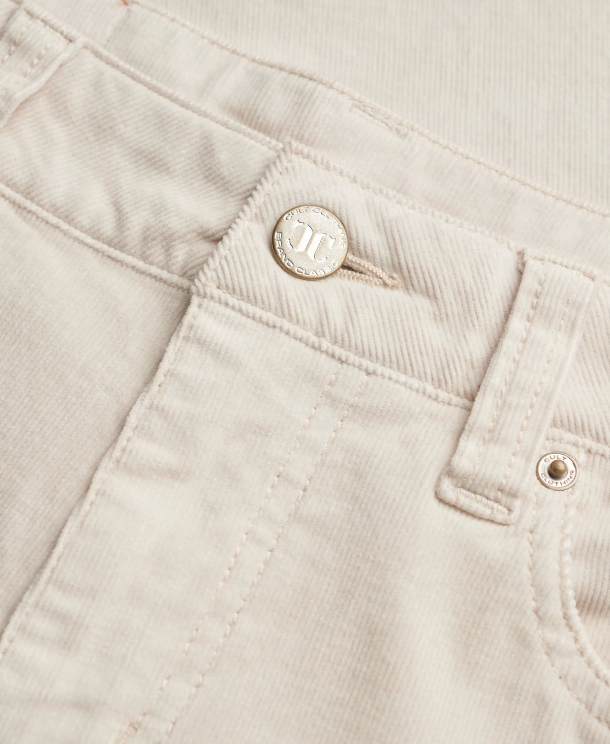 Mid Waist Baggy Mini Cord Pants