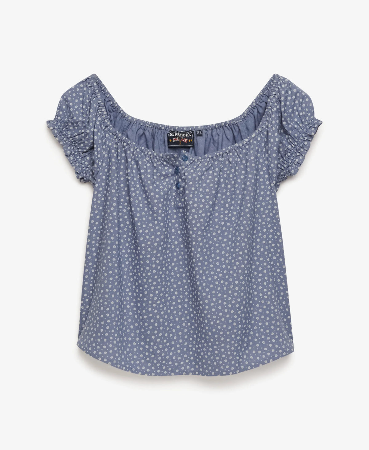 Short Sleeve Half Button Woven Top