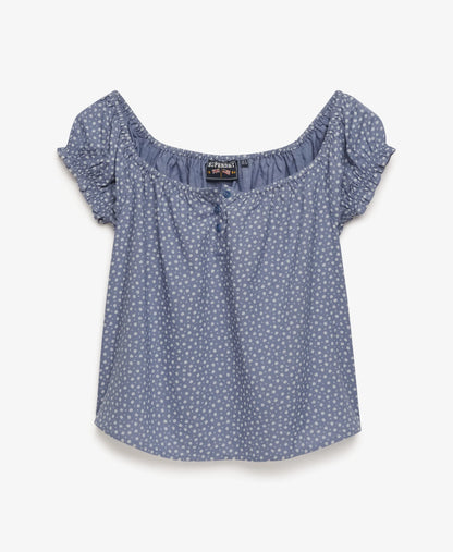 Short Sleeve Half Button Woven Top