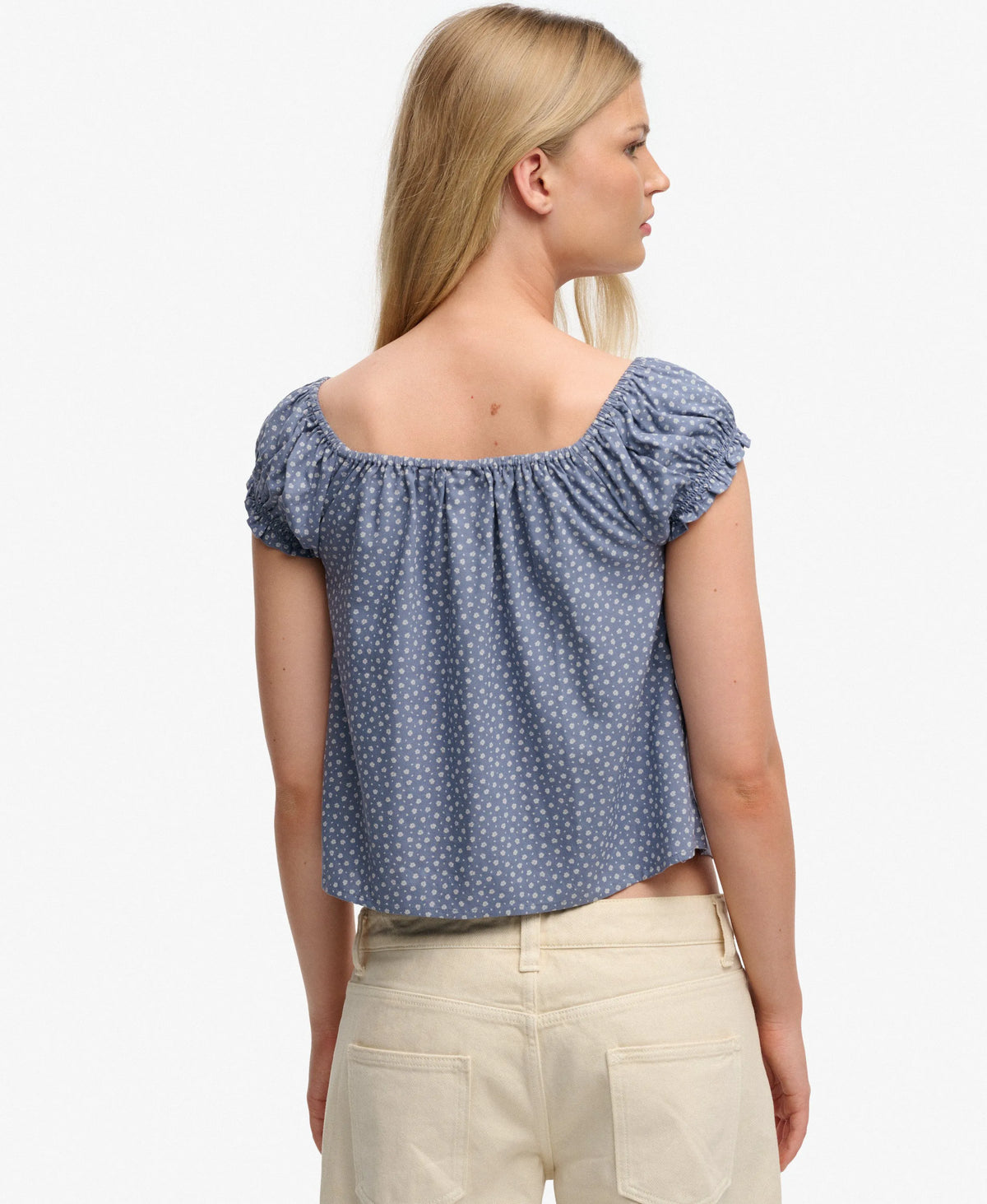 Short Sleeve Half Button Woven Top
