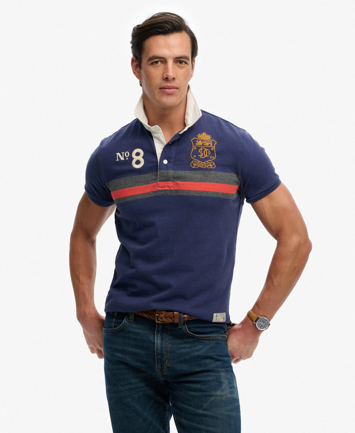 Navy/Orange Chest Band Stripe