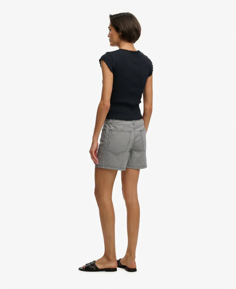 Mid Rise Stripe Shorts