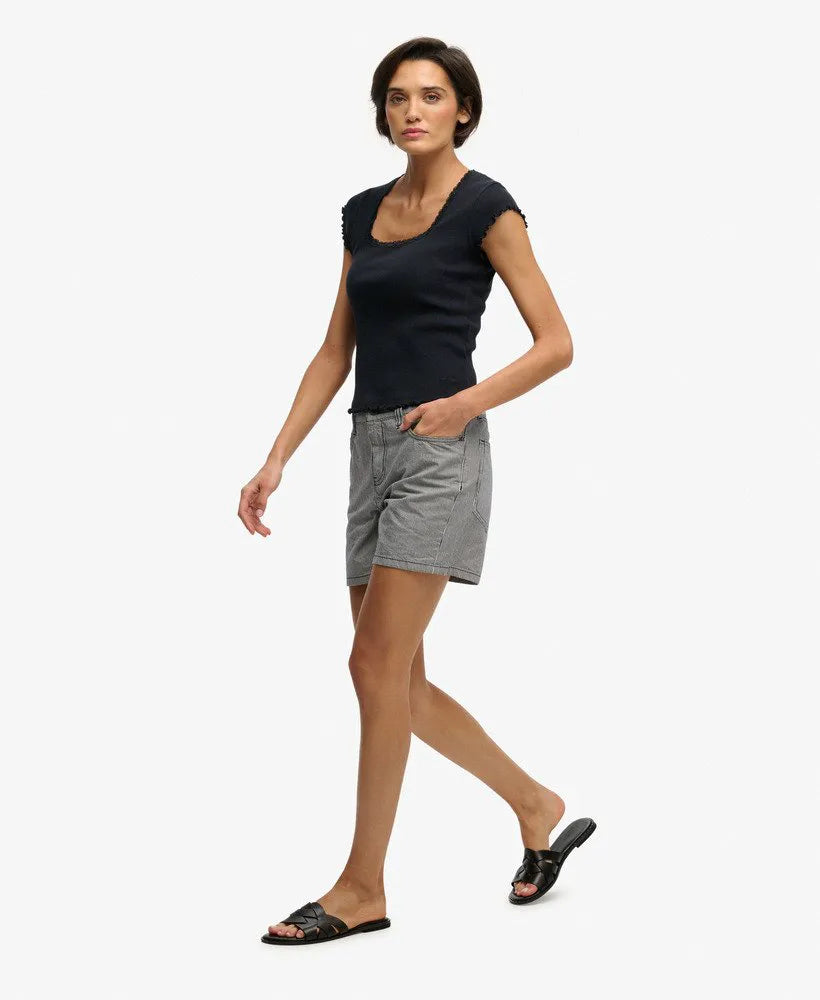 Mid Rise Stripe Shorts