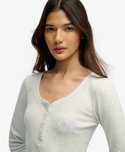Athletic Button Down Long Sleeve Top