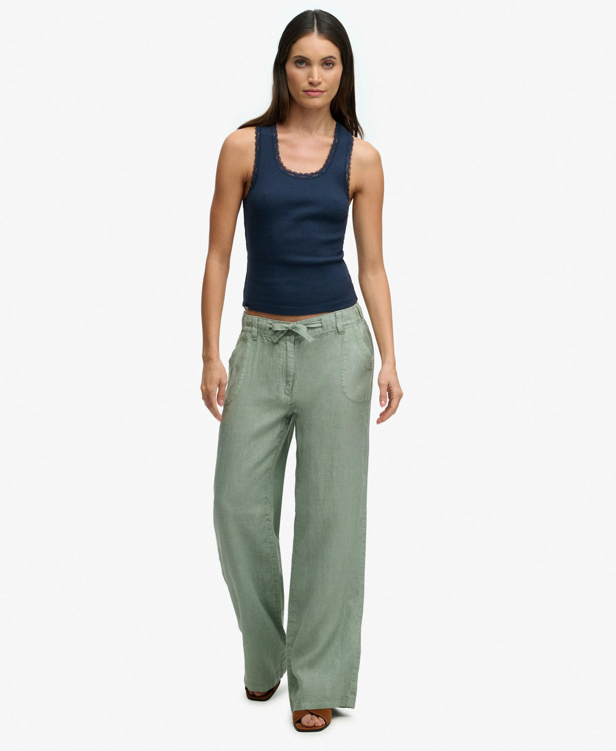 Linen Low Rise Pants