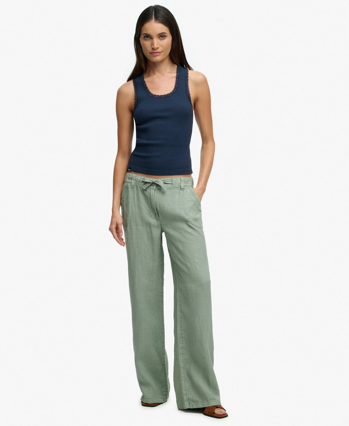 Linen Low Rise Pants