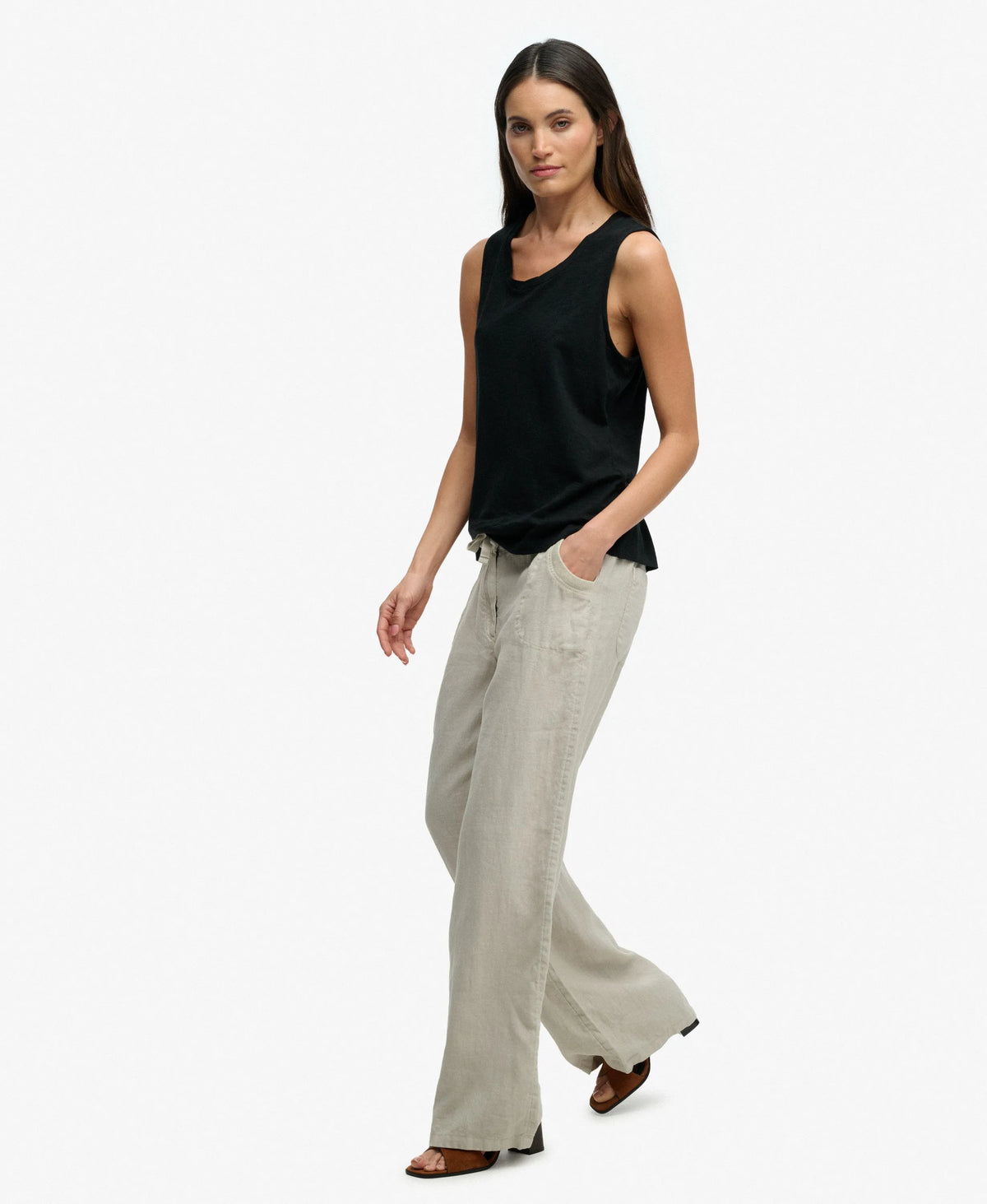 Linen Low Rise Pants