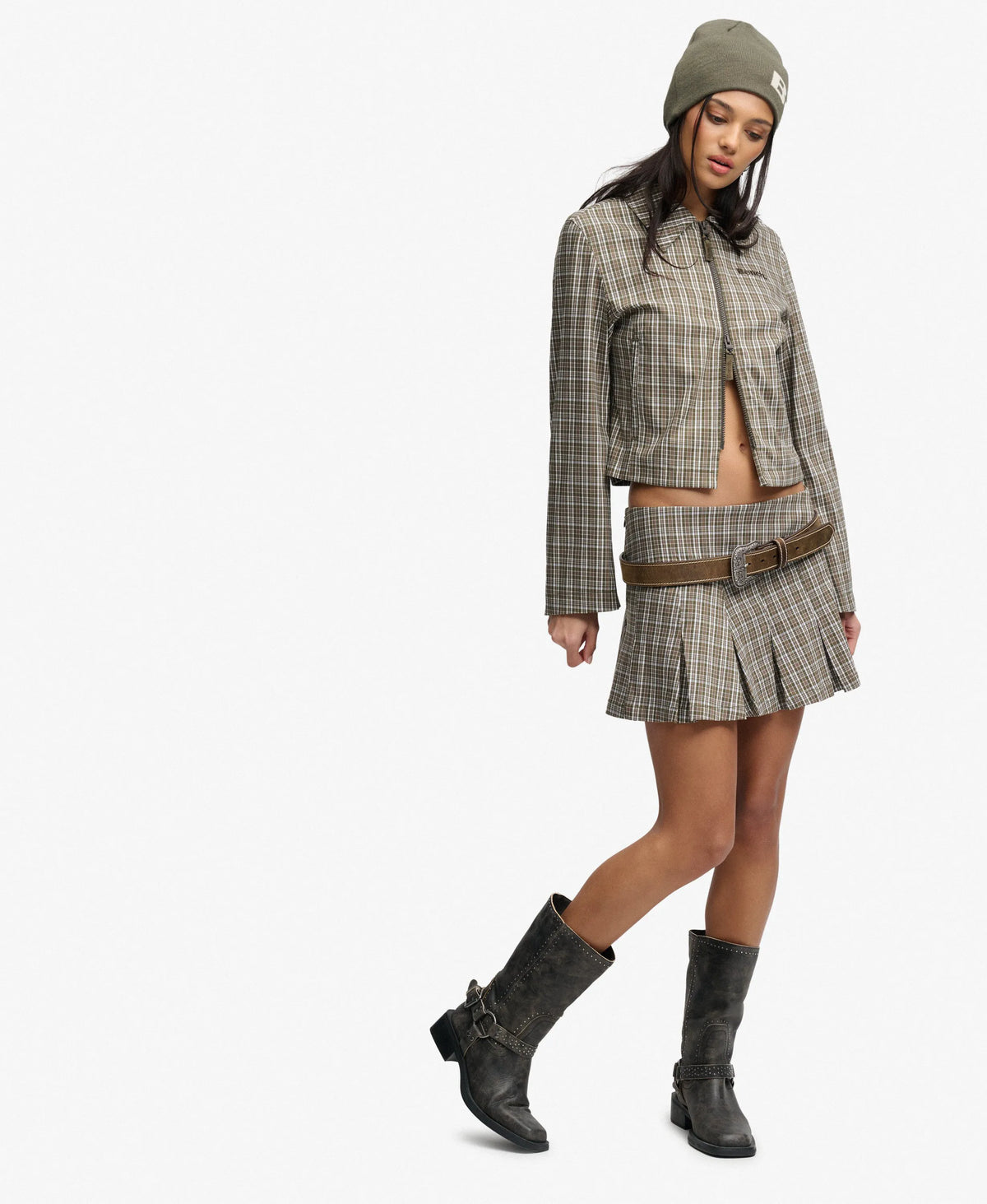 Olive Moody Check/ Black Olive