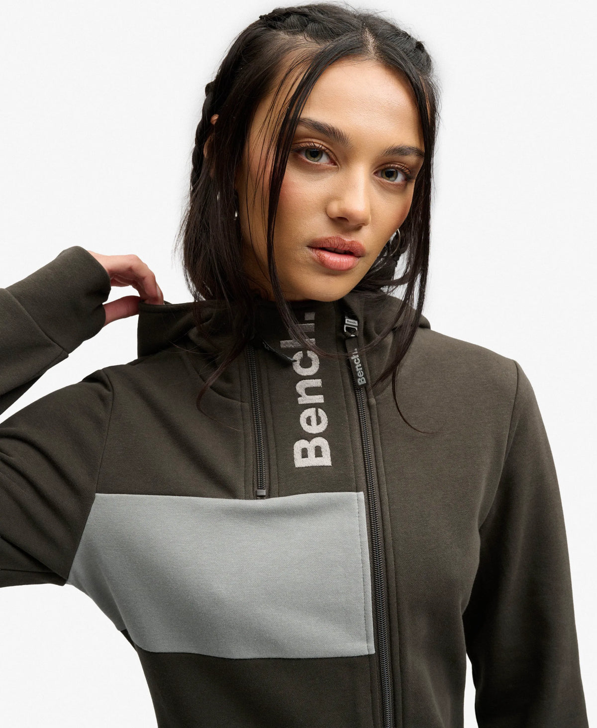 Bench Contrast Double Zip Hoodie