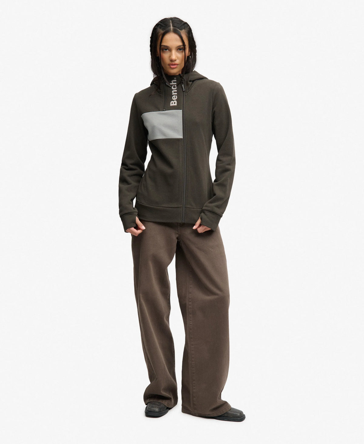 Bench Contrast Double Zip Hoodie