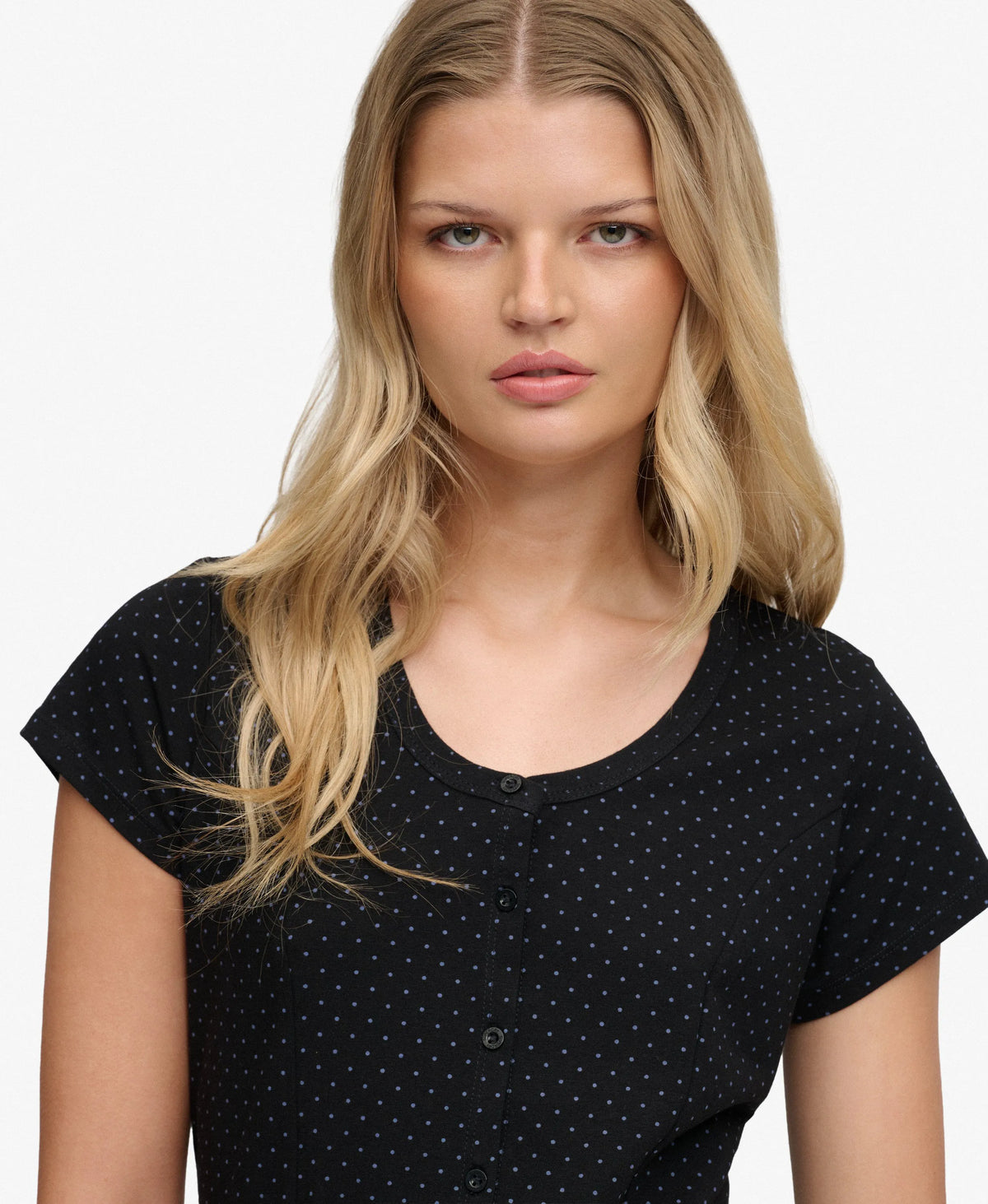Button Through Short Sleeve Mini Dress
