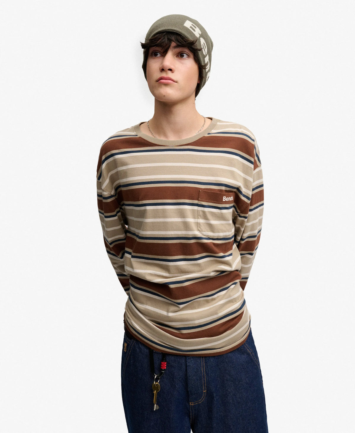 Tan Navy Stripe