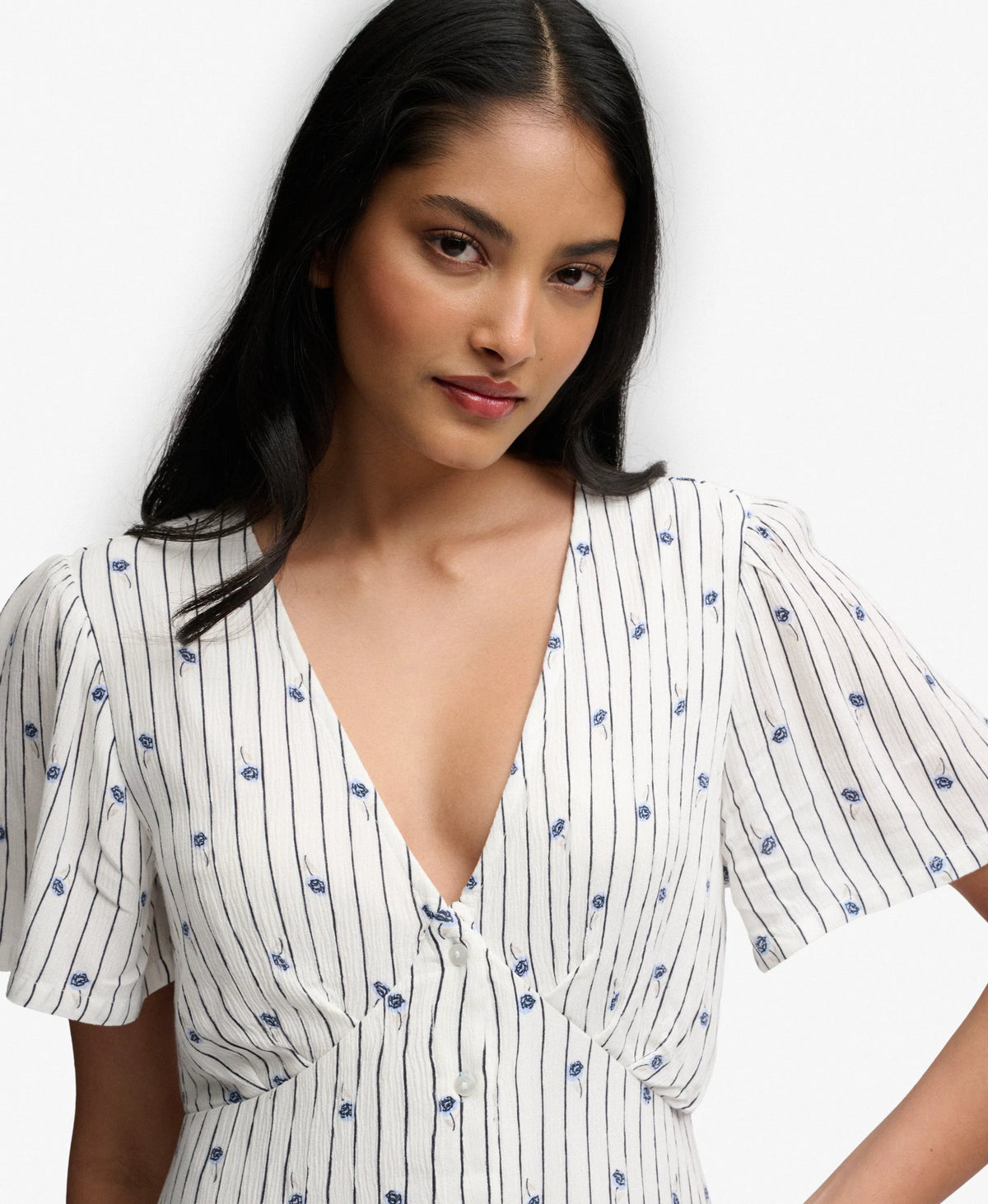 Carnation Cream Ditsy Stripe