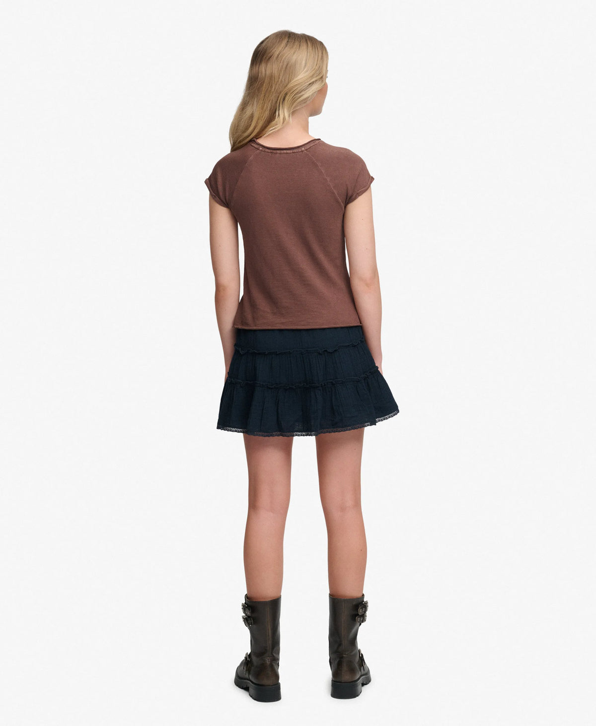 Cheesecloth Tiered Mini Skirt