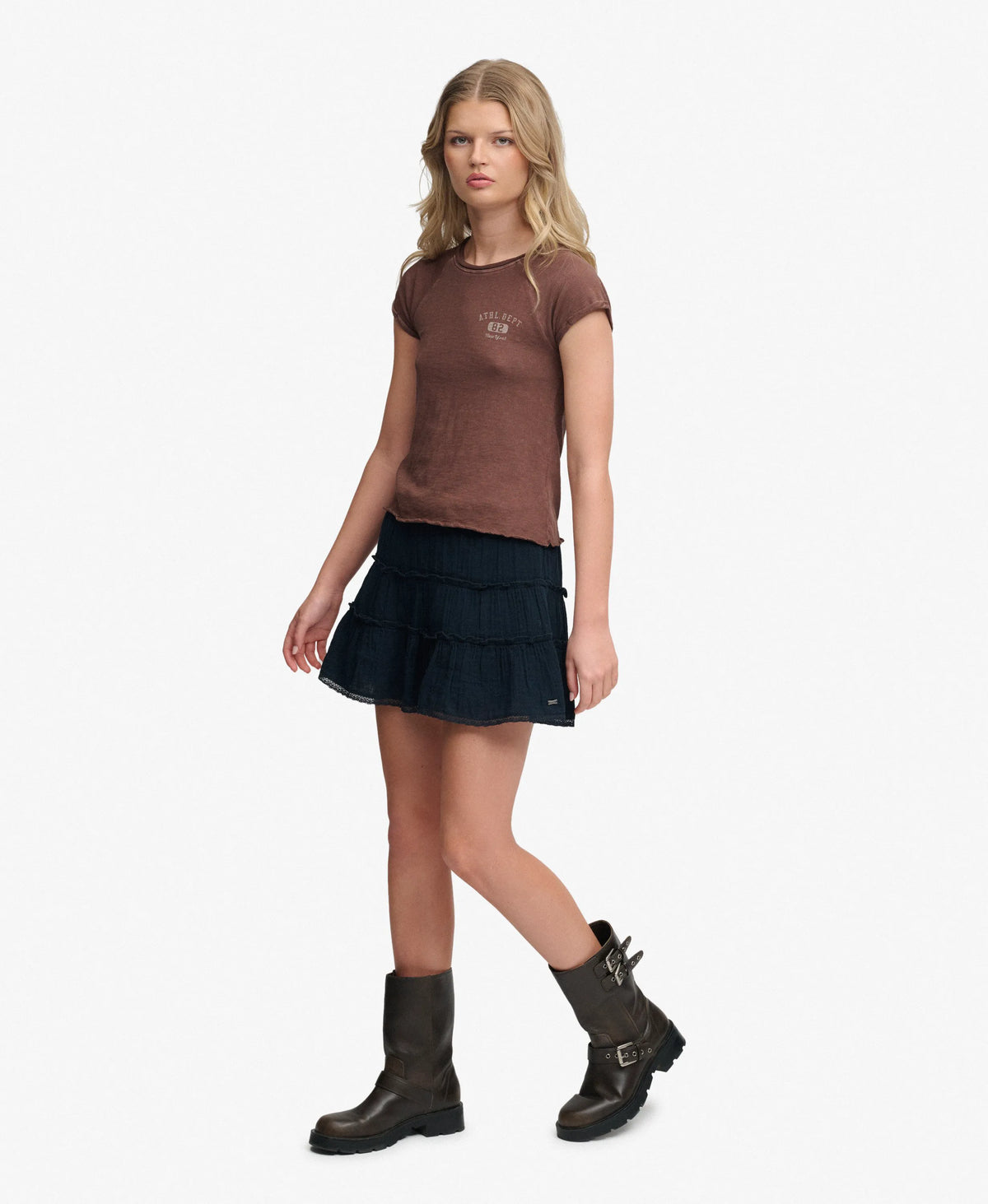Cheesecloth Tiered Mini Skirt