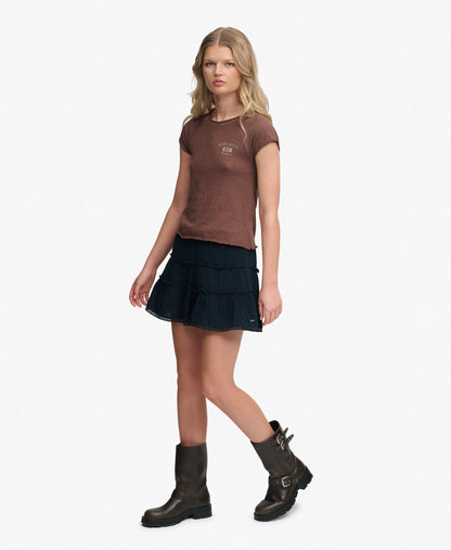 Cheesecloth Tiered Mini Skirt