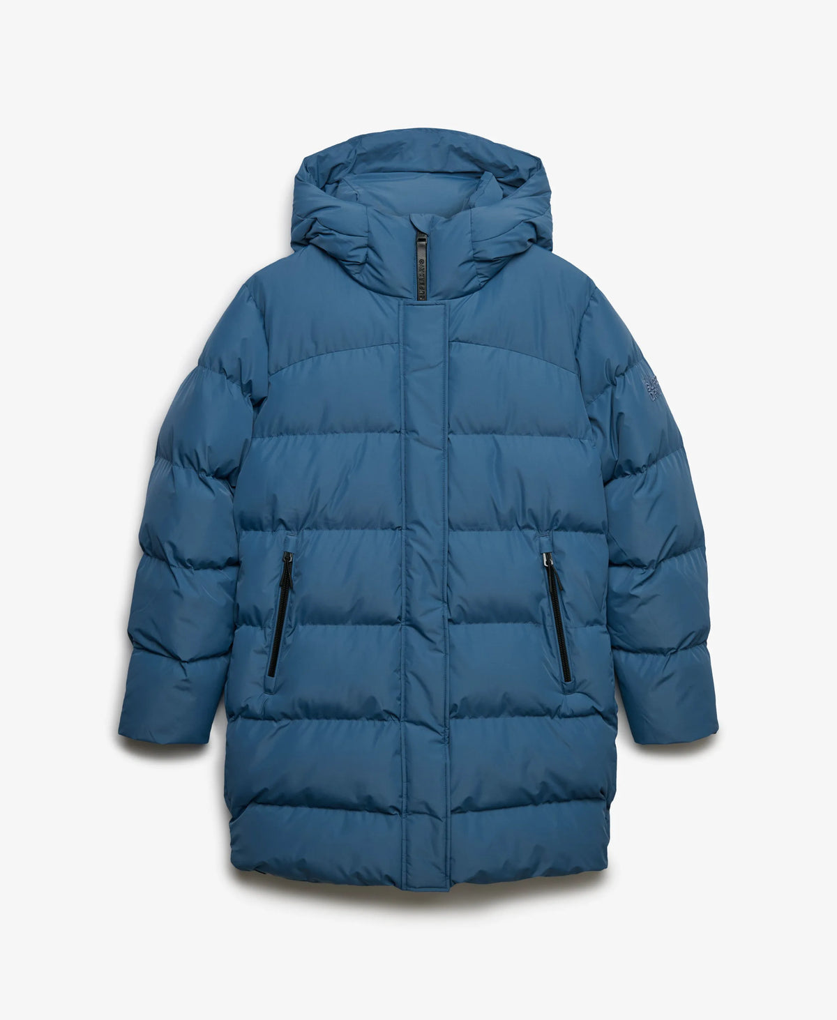 Hooded Sports Puffer Mid Length Jacket