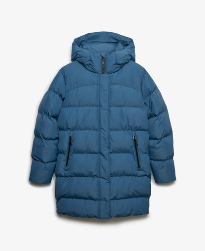 Hooded Sports Puffer Mid Length Jacket