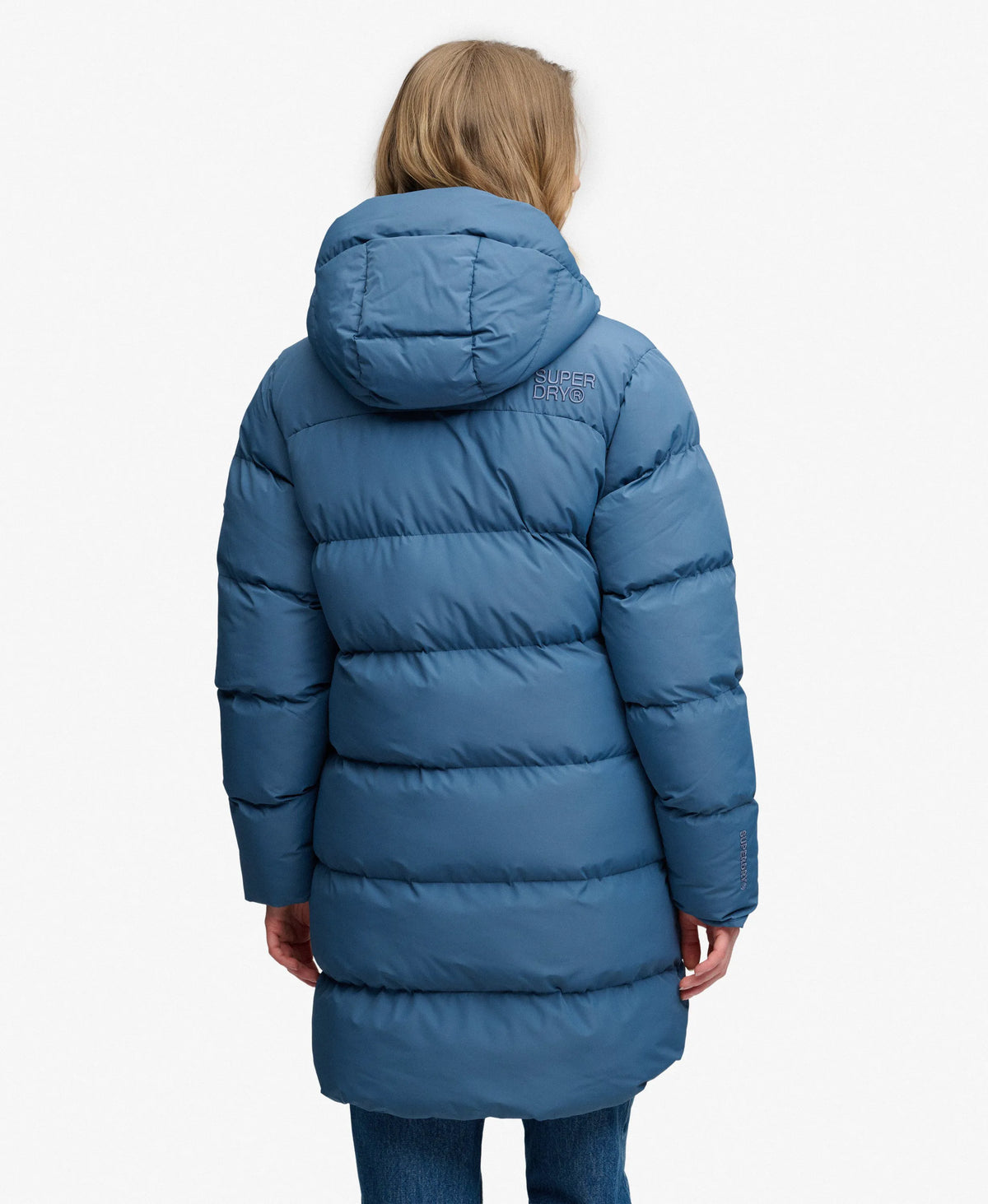 Hooded Sports Puffer Mid Length Jacket