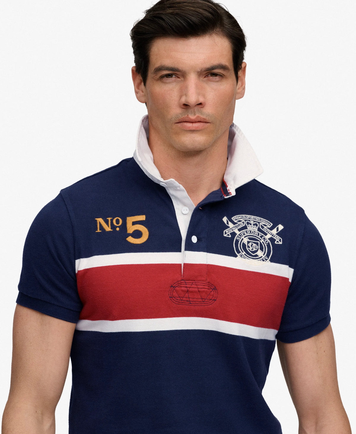 Navy/Red Chest Band Stripe