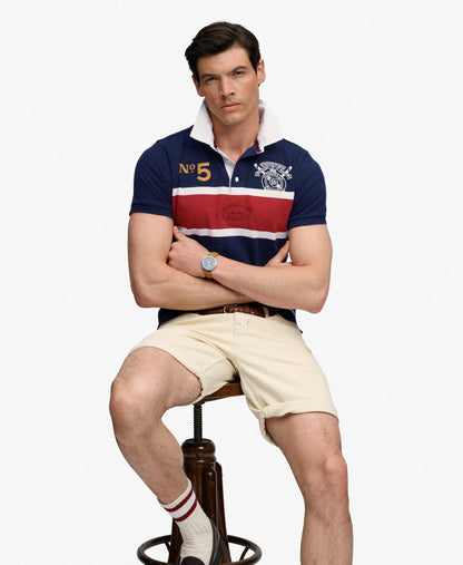 Navy/Red Chest Band Stripe
